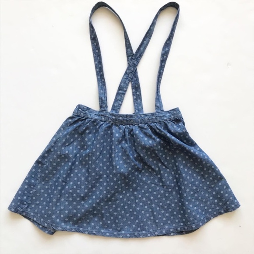 H&M NWT chambray polka dot suspender skirt 9-10Y